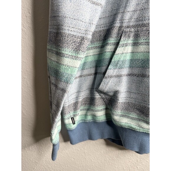 O’Neill Men’s Hoodie Large Striped Baja Style Pullover Blue Gray Mint - Picture 3 of 15